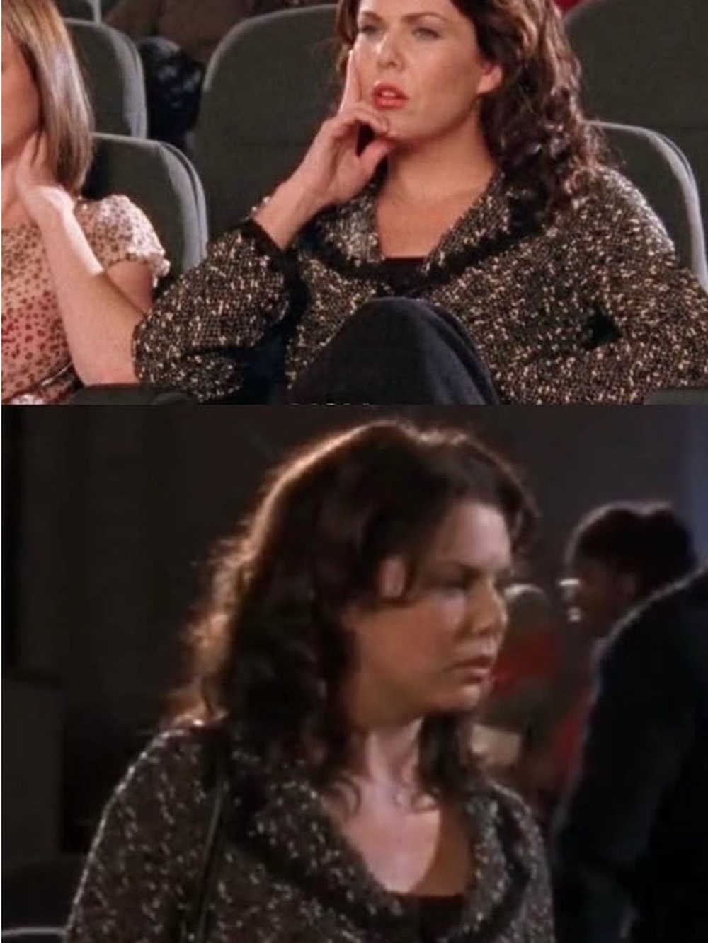 Tweed-Look Cardigan Jacket in Black Aso Gilmore Girls